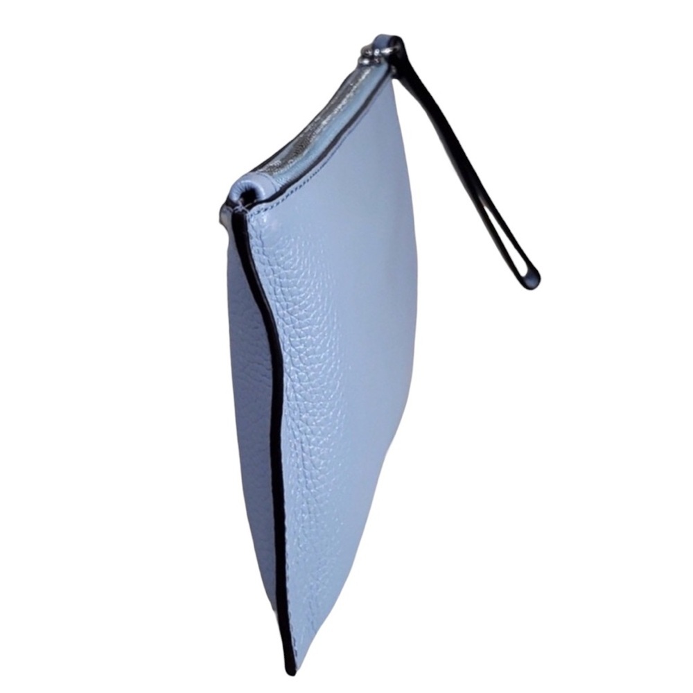 MICHAEL KORS PEBBLED LEATHER CLUTCH BAG IN BABY BLUE - Picture 5 of 8